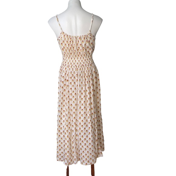 Sophia Cami Midi Dress in Wild Calendula Block-Print in Antique Cream, Sz S - Picture 6 of 15